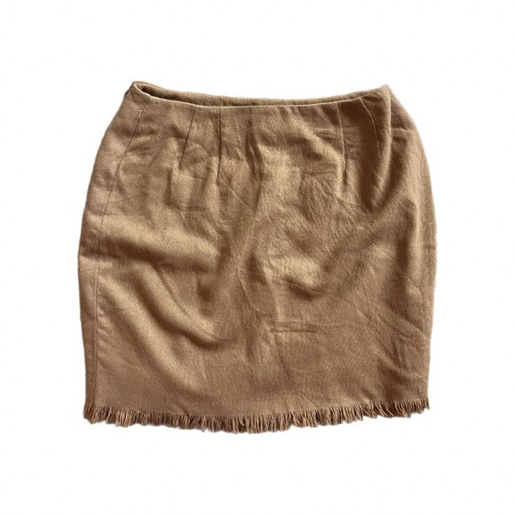 Vintage KGR Wool Blend Wrap Mini Skirt Tan Size 14 - Picture 3 of 7